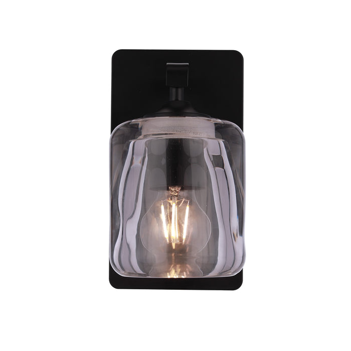 Craftmade Andie 1 Light Wall Sconce, Flat Black/Clear