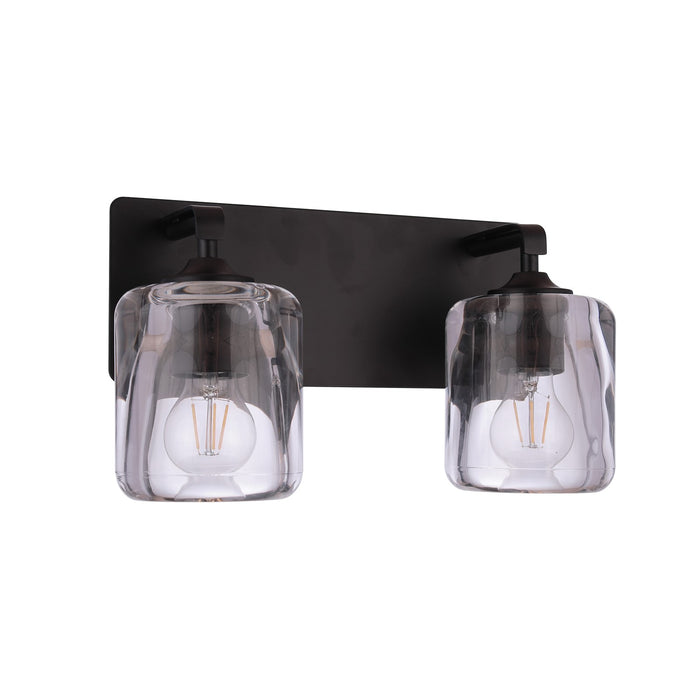 Craftmade Andie 2 Light Vanity, Flat Black/Clear - 20614FB2