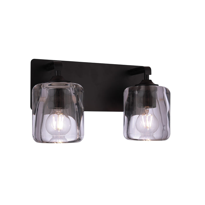 Craftmade Andie 2 Light Vanity, Flat Black/Clear