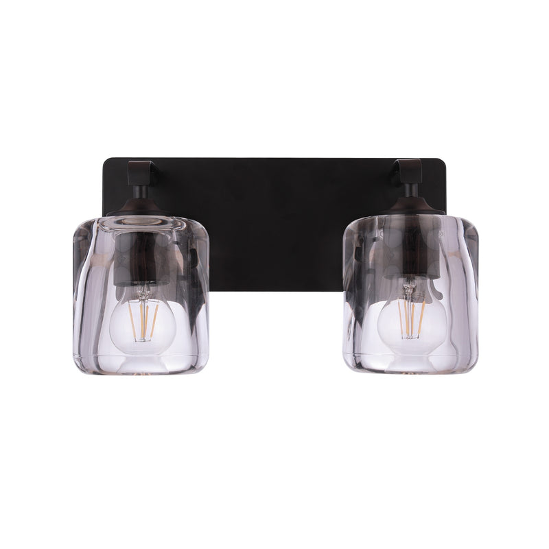 Craftmade Andie 2 Light Vanity, Flat Black/Clear