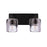 Craftmade Andie 2 Light Vanity, Flat Black/Clear