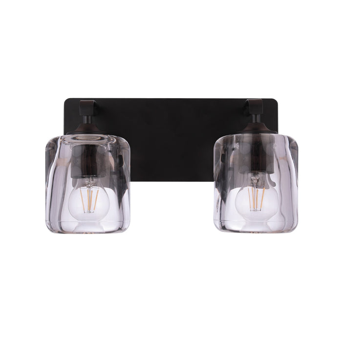 Craftmade Andie 2 Light Vanity, Flat Black/Clear