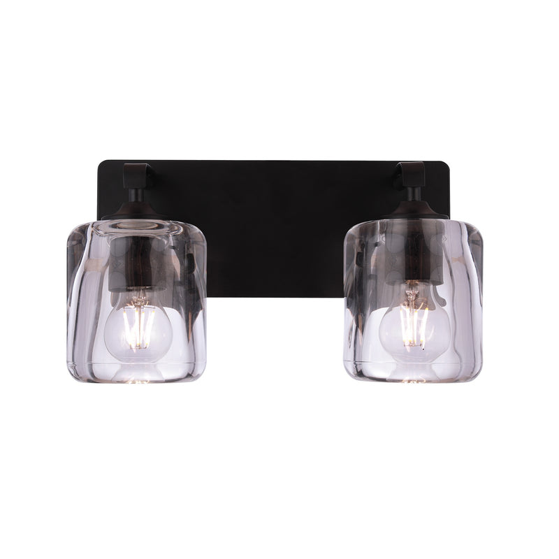 Craftmade Andie 2 Light Vanity, Flat Black/Clear