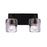 Craftmade Andie 2 Light Vanity, Flat Black/Clear