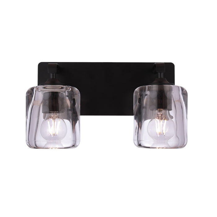 Craftmade Andie 2 Light Vanity, Flat Black/Clear