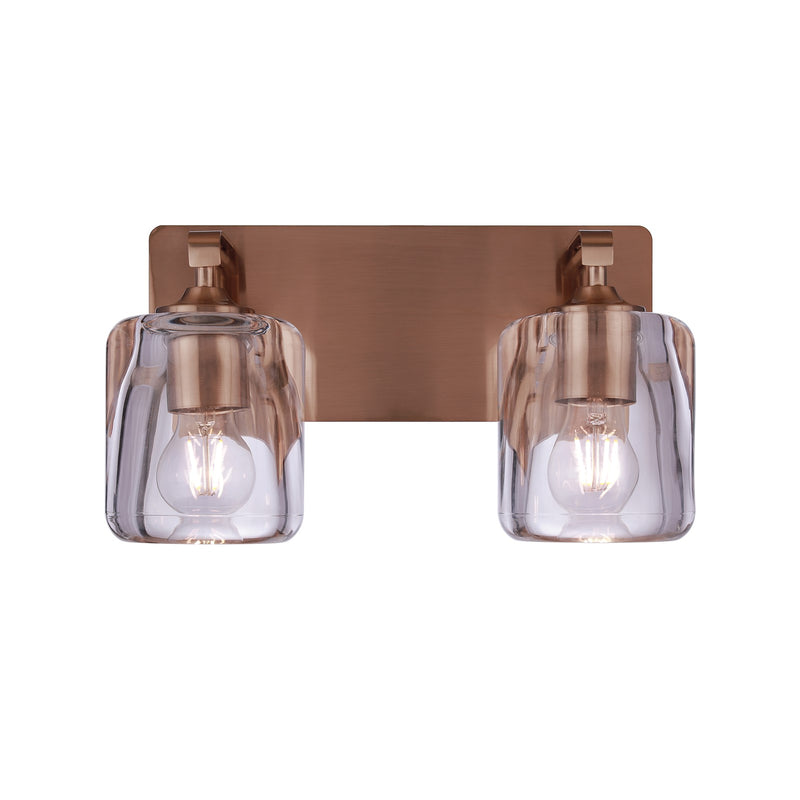 Craftmade Andie 2 Light Vanity, Satin Brass/Clear
