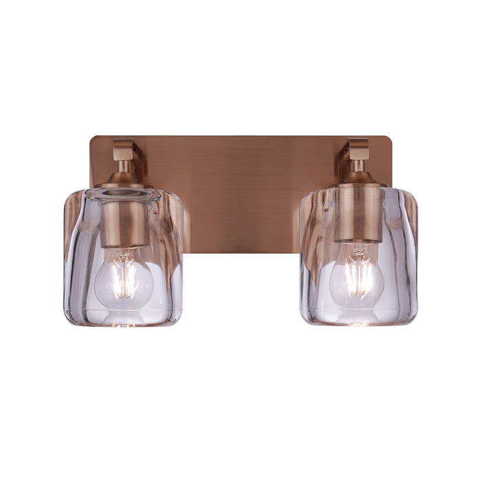 Craftmade Andie 2 Light Vanity, Satin Brass/Clear
