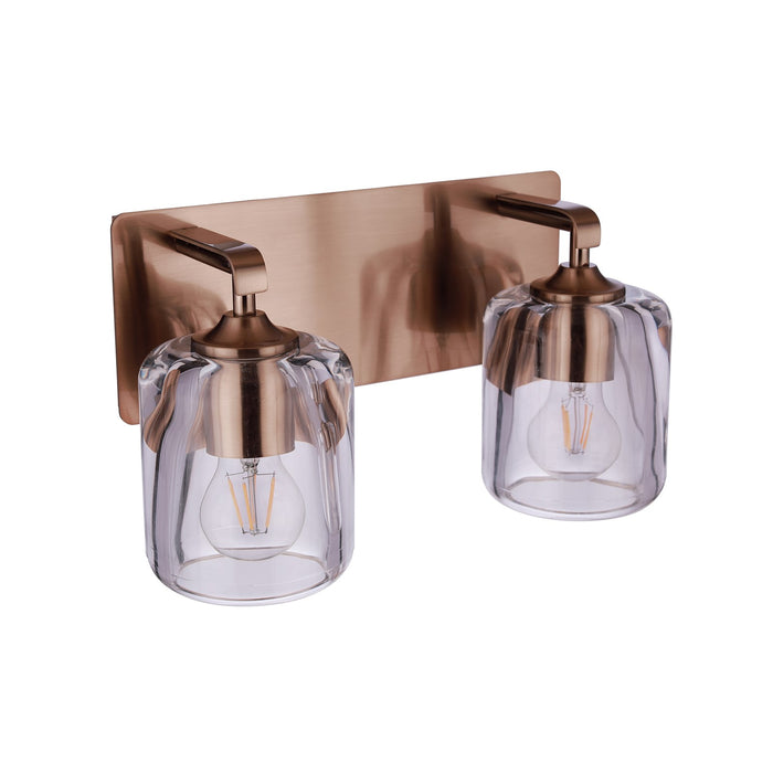 Craftmade Andie 2 Light Vanity, Satin Brass/Clear