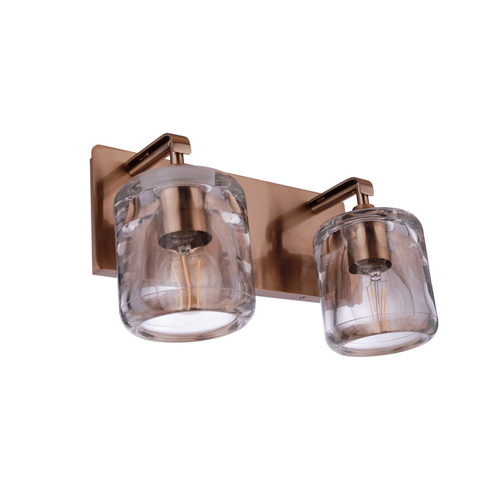 Craftmade Andie 2 Light Vanity, Satin Brass/Clear