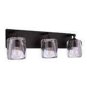 Craftmade Andie 3 Light Vanity, Flat Black/Clear - 20624FB3
