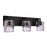Craftmade Andie 3 Light Vanity, Flat Black/Clear - 20624FB3