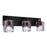 Craftmade Andie 3 Light Vanity, Flat Black/Clear