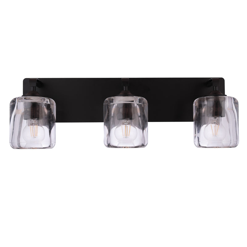 Craftmade Andie 3 Light Vanity, Flat Black/Clear