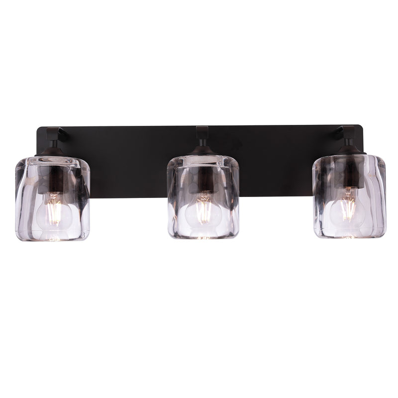 Craftmade Andie 3 Light Vanity, Flat Black/Clear