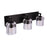 Craftmade Andie 3 Light Vanity, Flat Black/Clear