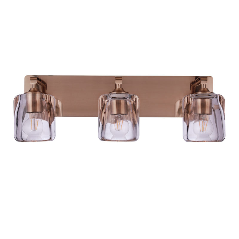 Craftmade Andie 3 Light Vanity, Satin Brass/Clear