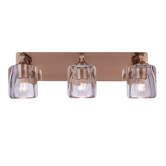 Craftmade Andie 3 Light Vanity, Satin Brass/Clear