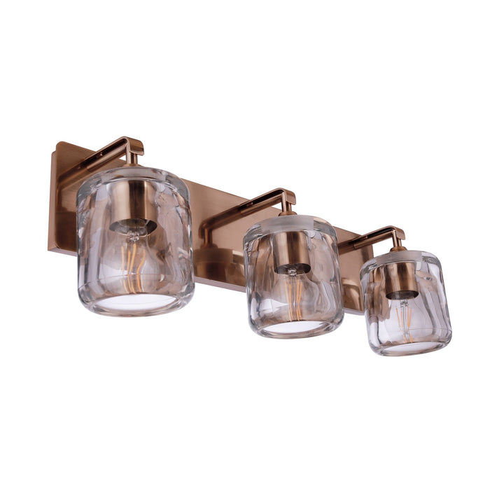 Craftmade Andie 3 Light Vanity, Satin Brass/Clear