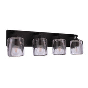 Craftmade Andie 4 Light Vanity, Flat Black/Clear - 20628FB4