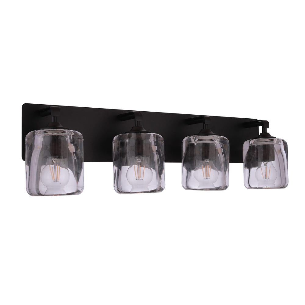 Craftmade Andie 4 Light Vanity, Flat Black/Clear - 20628FB4
