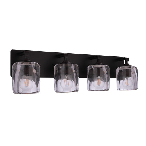Craftmade Andie 4 Light Vanity, Flat Black/Clear - 20628FB4