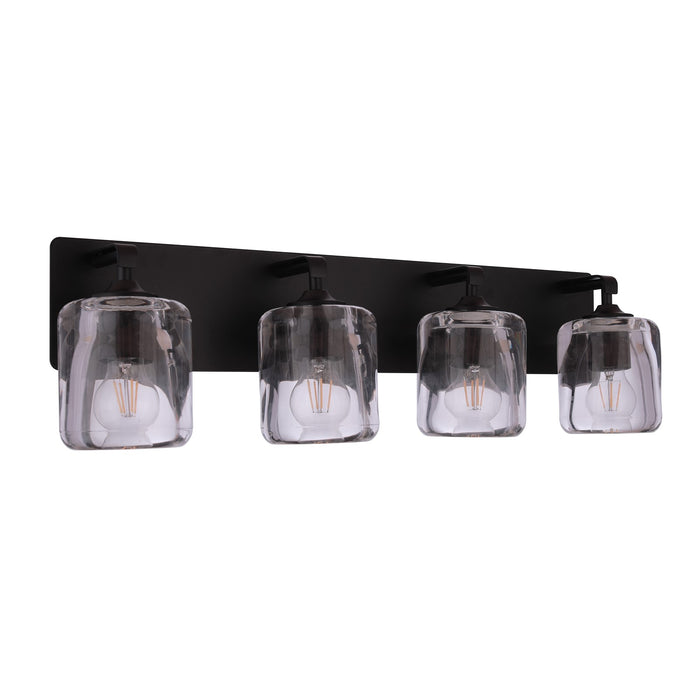 Craftmade Andie 4 Light Vanity, Flat Black/Clear - 20628FB4