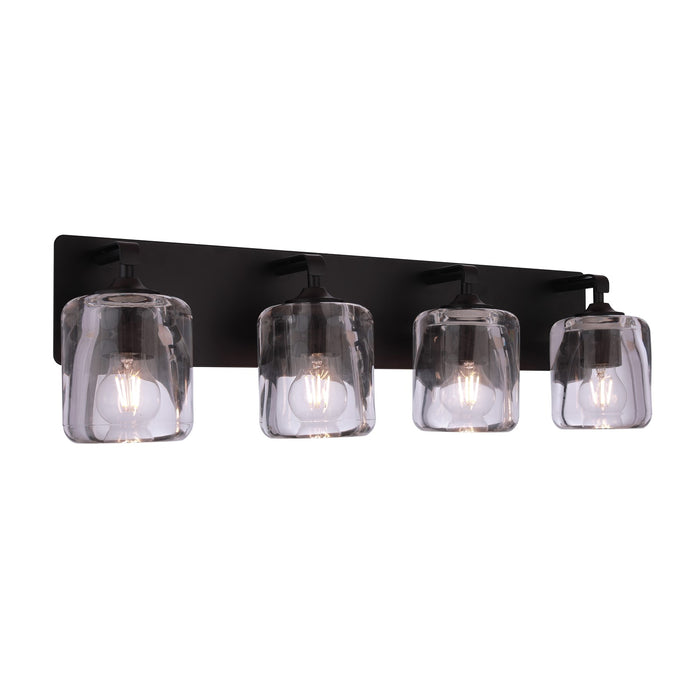 Craftmade Andie 4 Light Vanity, Flat Black/Clear