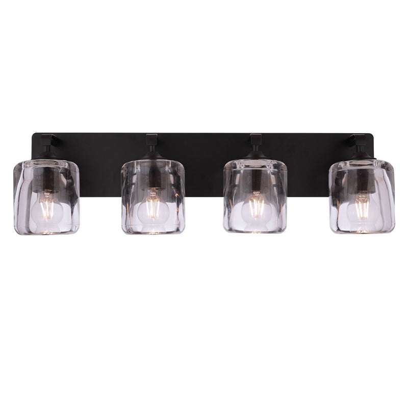 Craftmade Andie 4 Light Vanity, Flat Black/Clear
