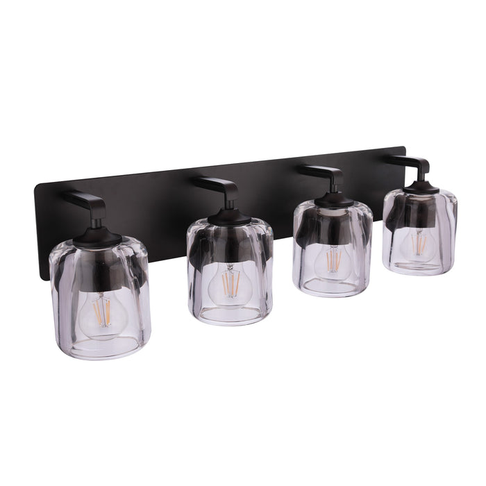 Craftmade Andie 4 Light Vanity, Flat Black/Clear