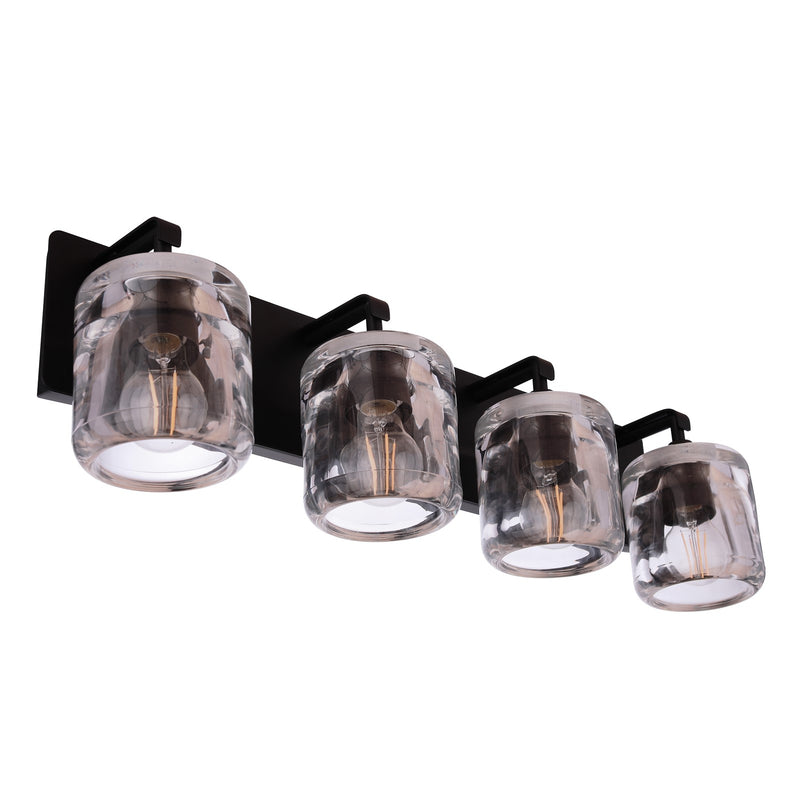 Craftmade Andie 4 Light Vanity, Flat Black/Clear