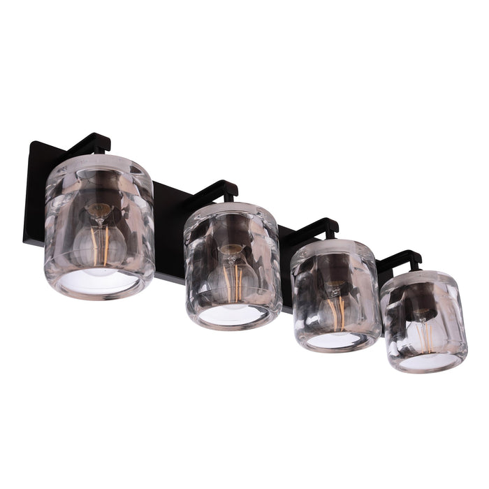 Craftmade Andie 4 Light Vanity, Flat Black/Clear