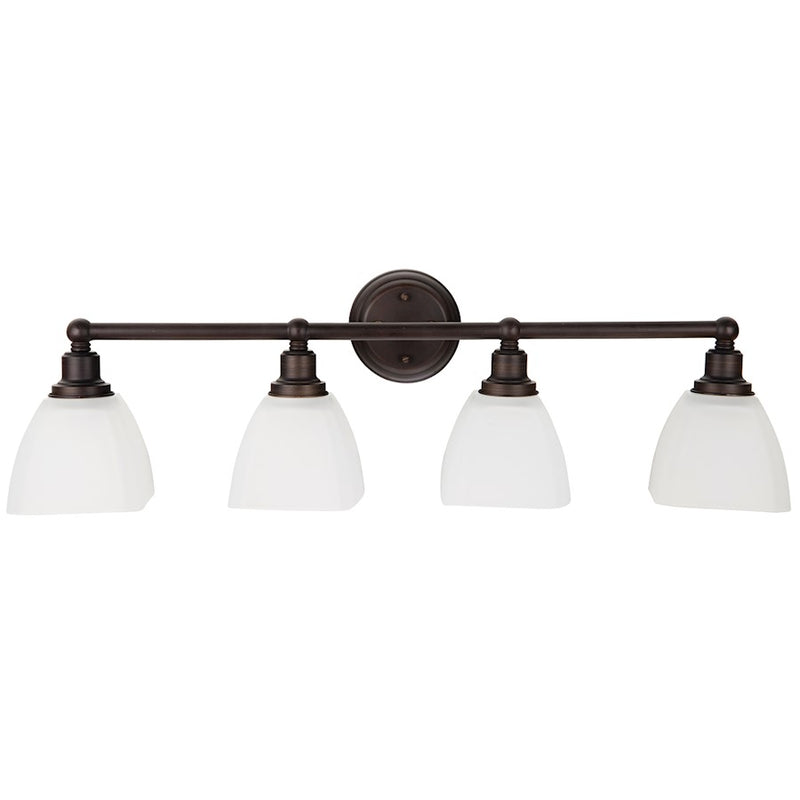 Craftmade Bradley 4 Light Vanity Bronze With White Glass