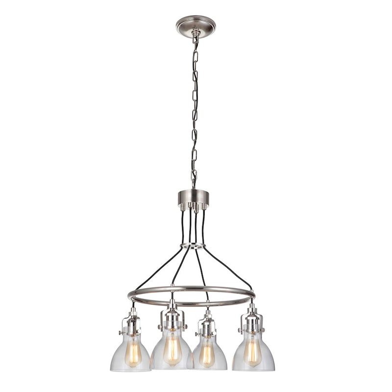 Craftmade State House 4 Light Chandelier Nickel Clear Glass