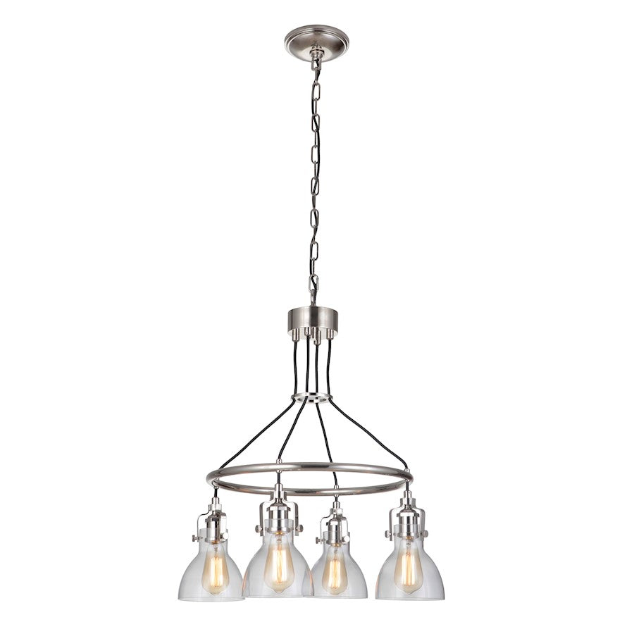 Craftmade State House 4 Light Chandelier Nickel Clear Glass