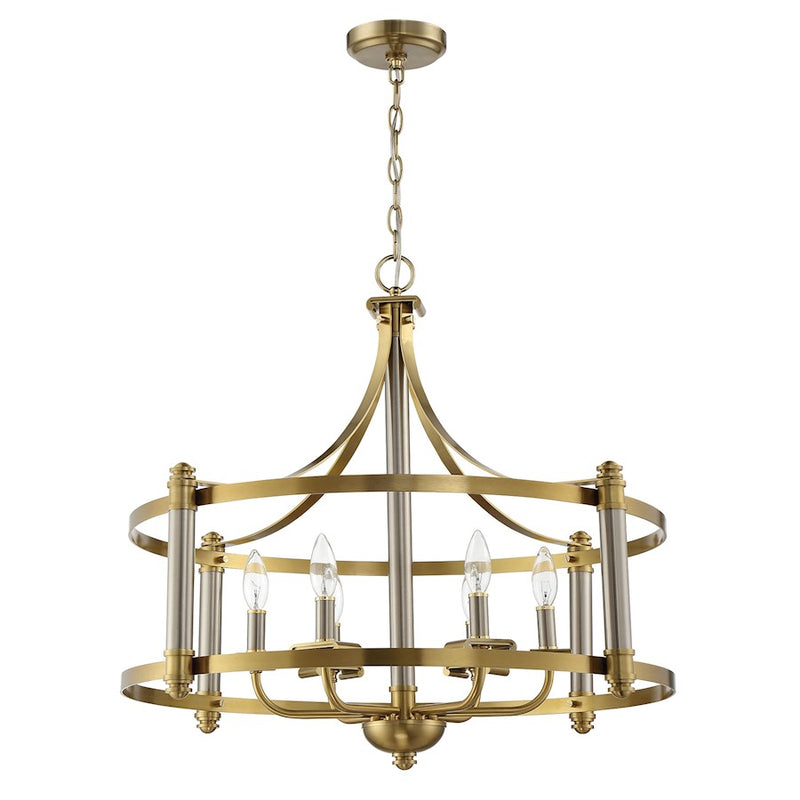 Craftmade Stanza 6 Light Pendant, Polished Nickel/Brass