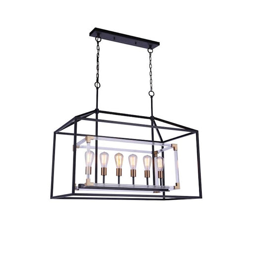 Craftmade Aaron 6 Light Island, Flat Black/Satin Brass