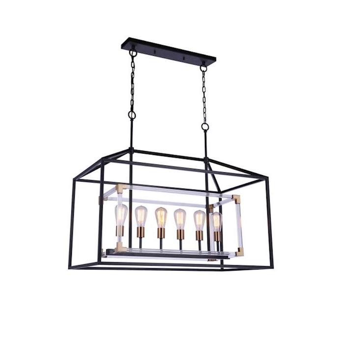 Craftmade Aaron 6 Light Island, Flat Black/Satin Brass