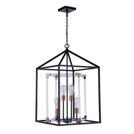 Craftmade Aaron 4 Light Pendant, Flat Black/Satin Brass