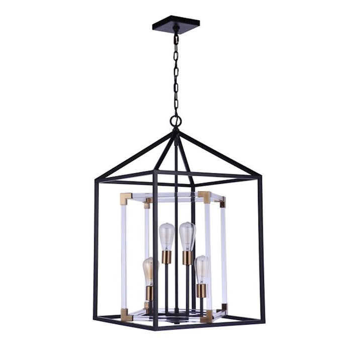 Craftmade Aaron 4 Light Pendant, Flat Black/Satin Brass