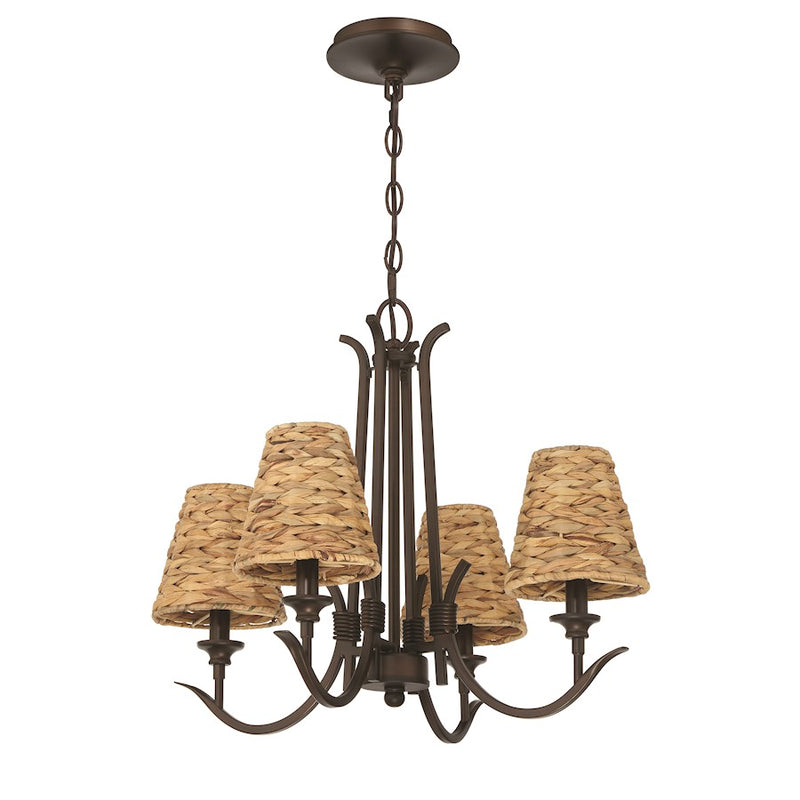 Craftmade Kokomo 4 Light Chandelier, Aged Bronze/Natural Sea