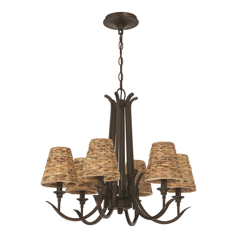 Craftmade Kokomo 6 Light Chandelier, Aged Bronze/Natural Sea