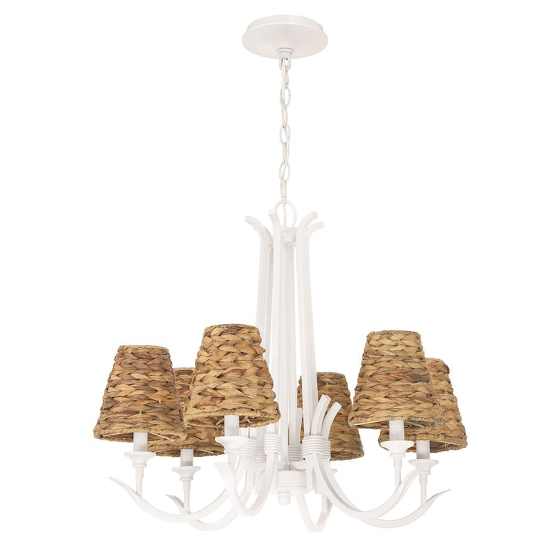 Craftmade Kokomo 6 Light Chandelier, Matte White/Natural Sea