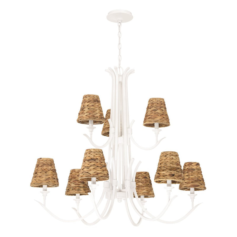 Craftmade Kokomo 9 Light Chandelier, Matte White/Natural Sea