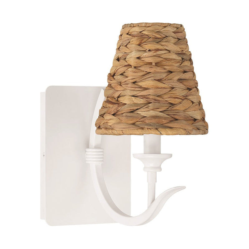 Craftmade Kokomo 1 Light Wall Sconce, Matte White/Natural Sea