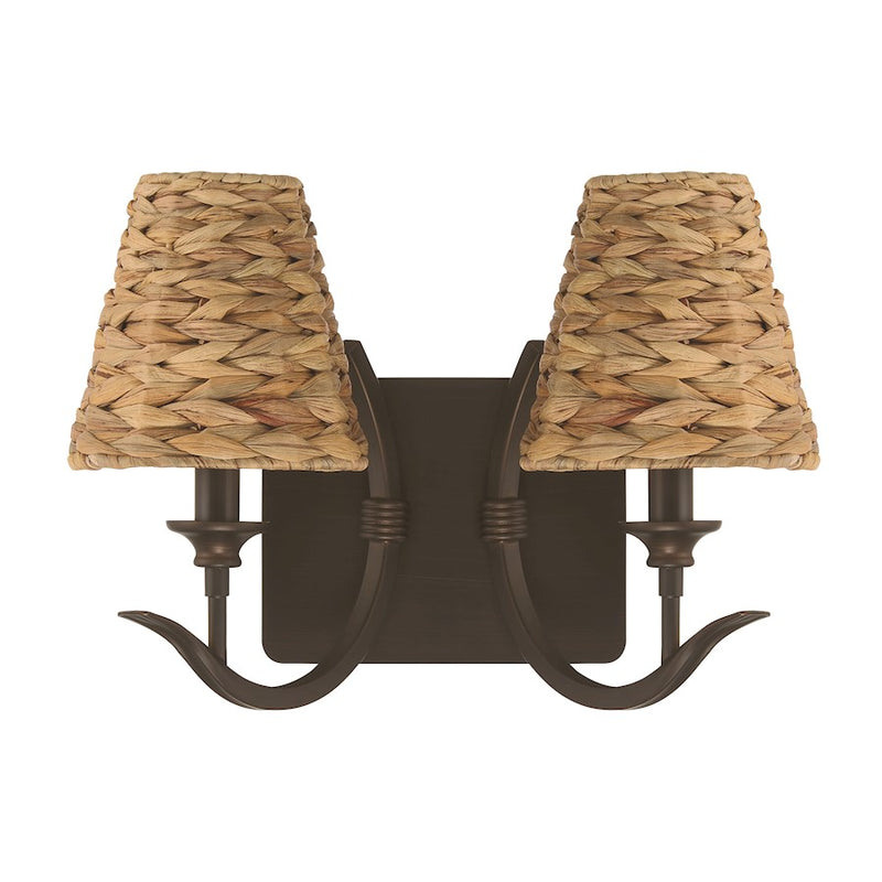Craftmade Kokomo 2 Light Wall Sconce, Aged Bronze/Natural Sea