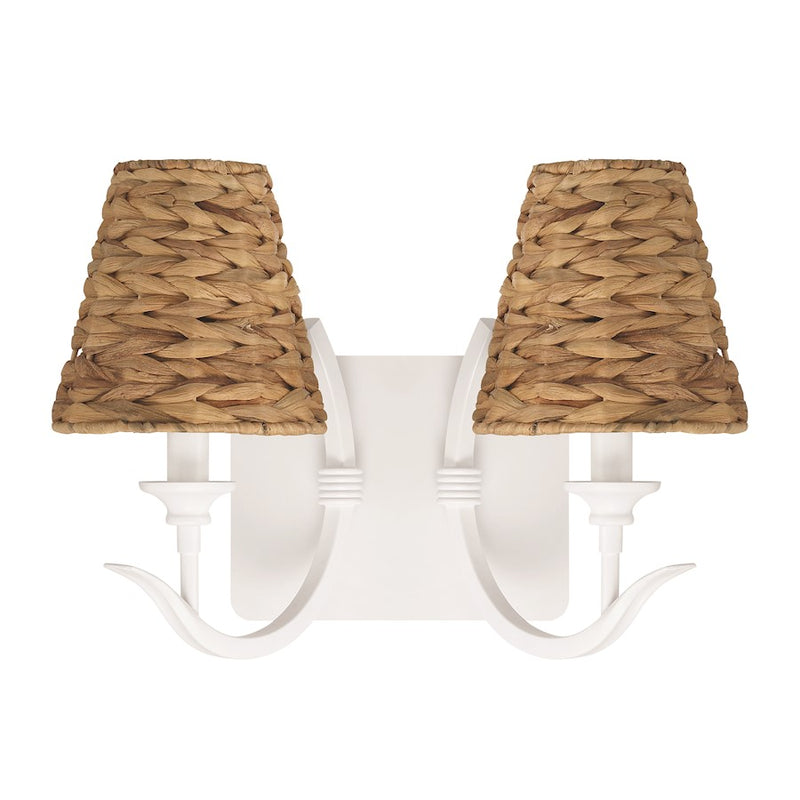 Craftmade Kokomo 2 Light Wall Sconce, Matte White/Natural Sea