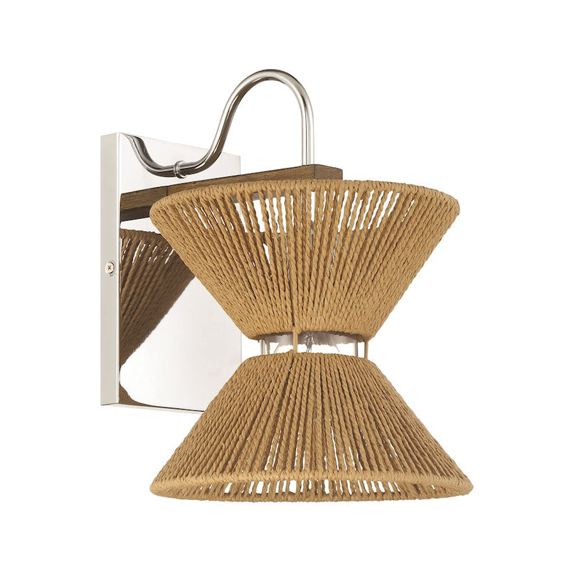 Craftmade Serena 1 Light Wall Sconce, Chrome/Walnut/Smoked Clear