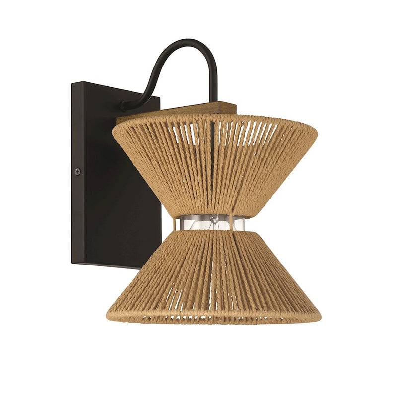 Craftmade Serena 1 Light Wall Sconce, Black/Walnut/Smoked Clear
