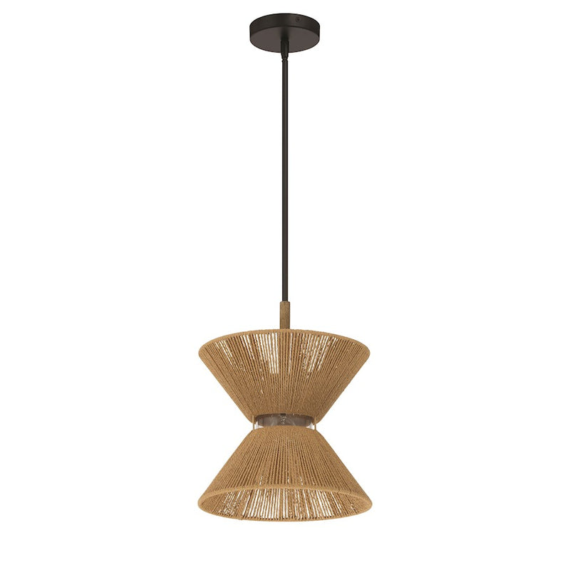 Craftmade Serena 1 Light Pendant, Flat Black/Walnut/Smoked Clear