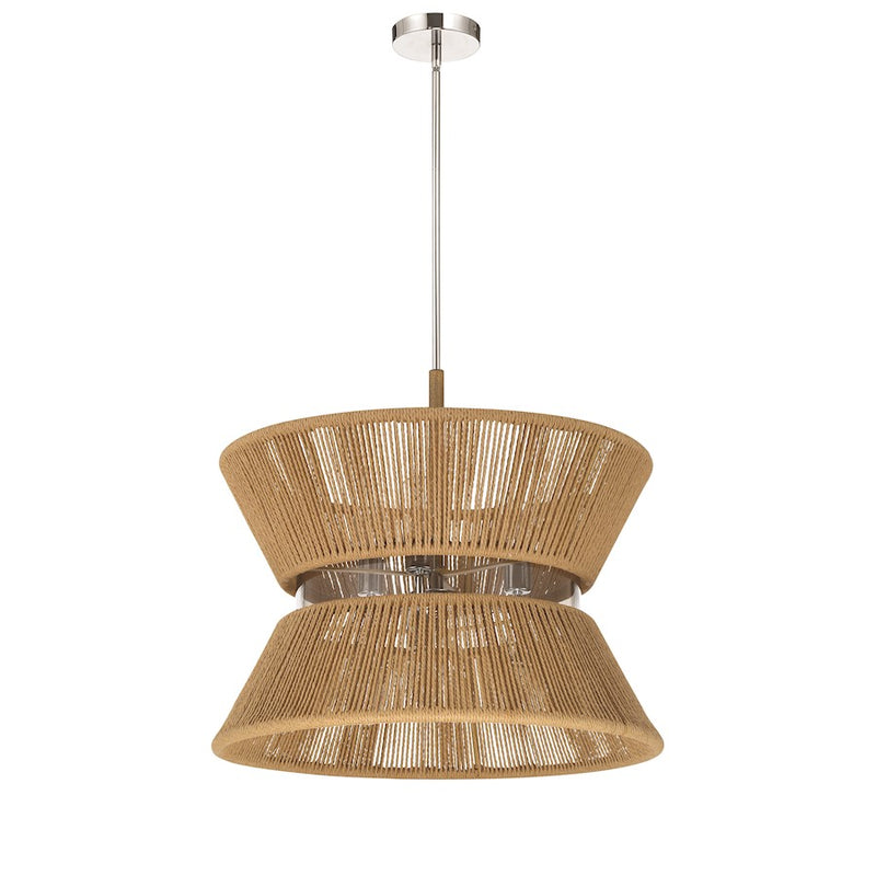 Craftmade Serena 6 Light Pendant, Chrome/Walnut/Smoked Clear